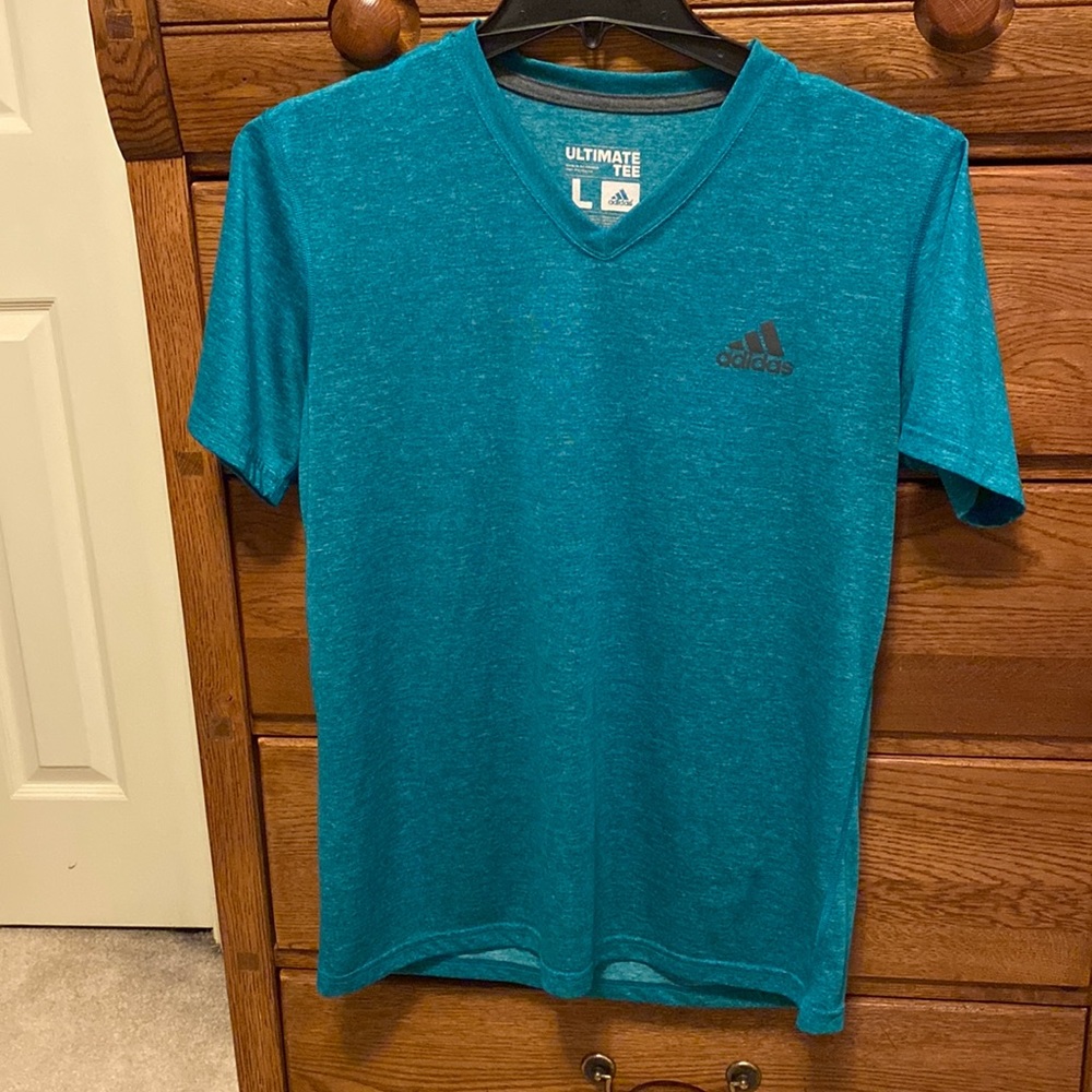 Adidas Climalite Short Sleeve Women’s Shirt Heather Teal Size Large